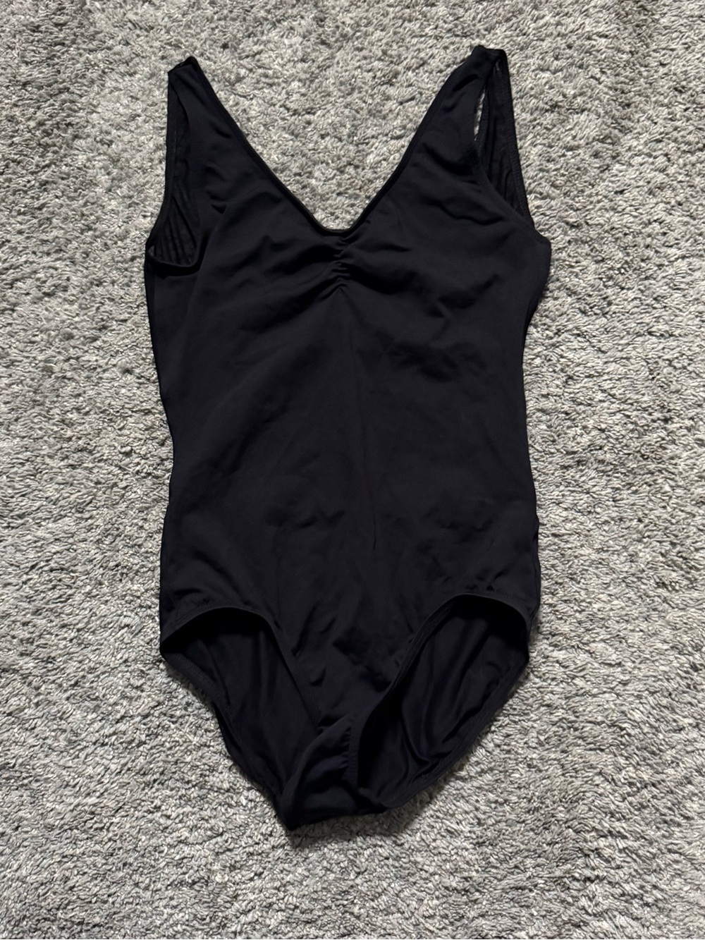 Black Leotard Suffolk V Neck Open Back Women’s Size M